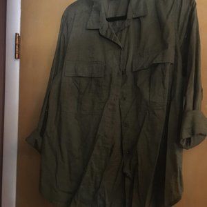 Army Green Casual Button Down